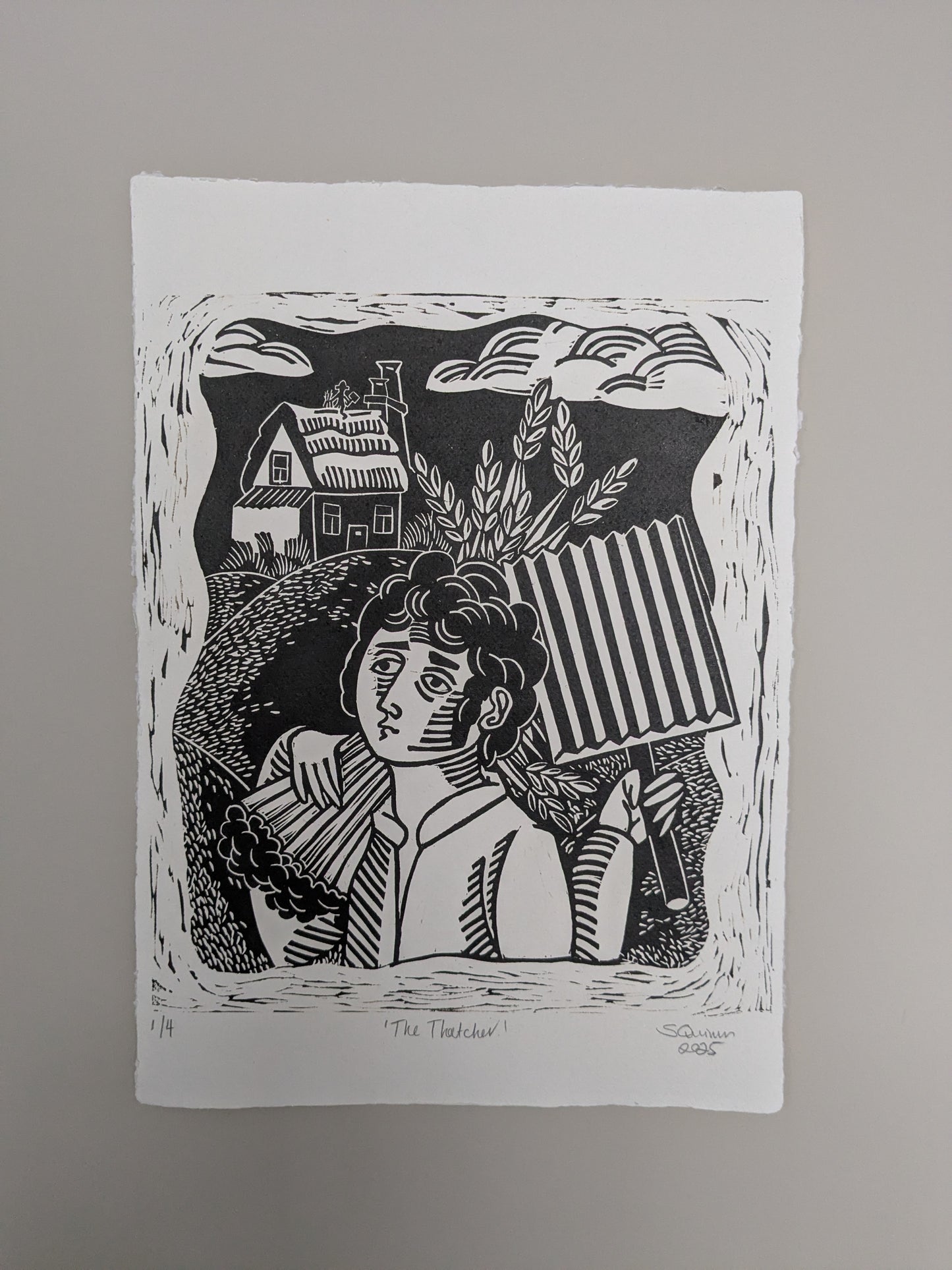 The Thatcher  A3 Lino Print by Sarah Quinn