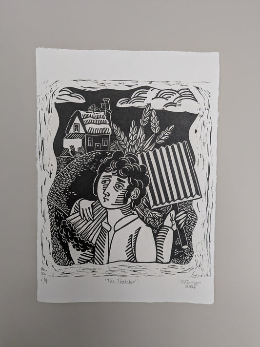 The Thatcher  A3 Lino Print by Sarah Quinn