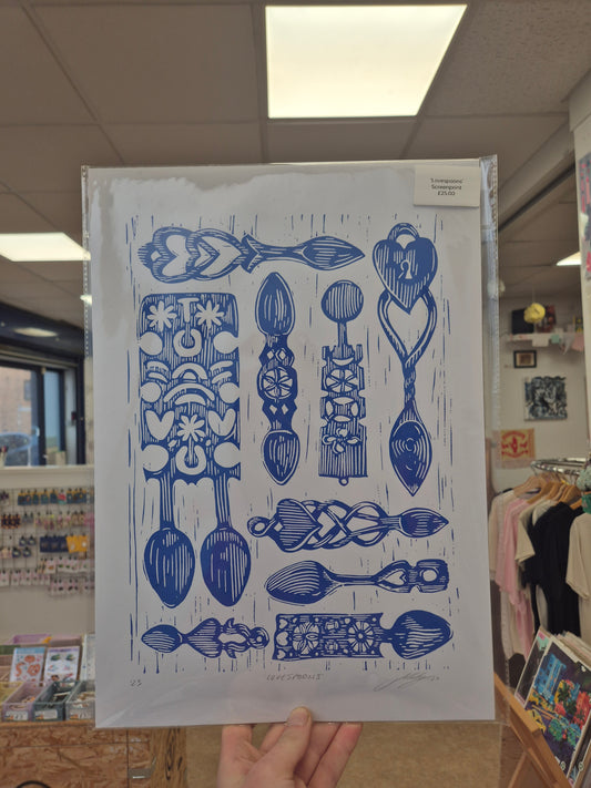 Lovespoons Screenprint by Jamie Richards